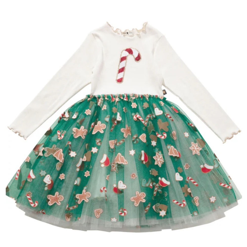 Petite Hailey - Candy Cane Green Tutu Dress